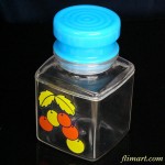 昭和レトロプラスチック容器入物サクランボ柄黄オレンジ青