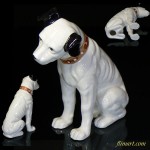 昭和レトロビクターニッパー犬陶器製置物22cm