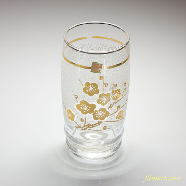 金彩梅柄ガラスコップR1546