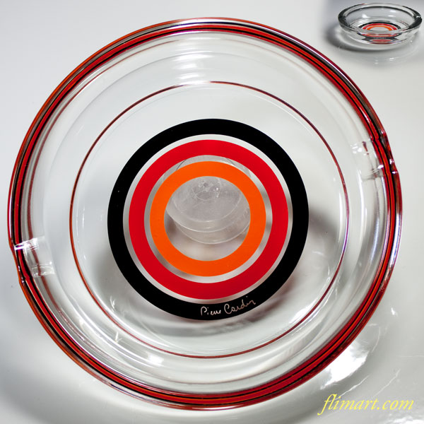 ピエールカルダンガラス灰皿赤黒オレンジ : 昭和レトロ食器雑貨