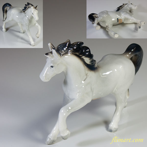 陶器日本製フィギュア白馬の置物 : 昭和レトロポップ食器雑貨通販