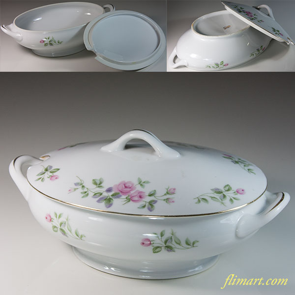 昭和レトロSONEシチュー入れキャセロール花柄R5973
