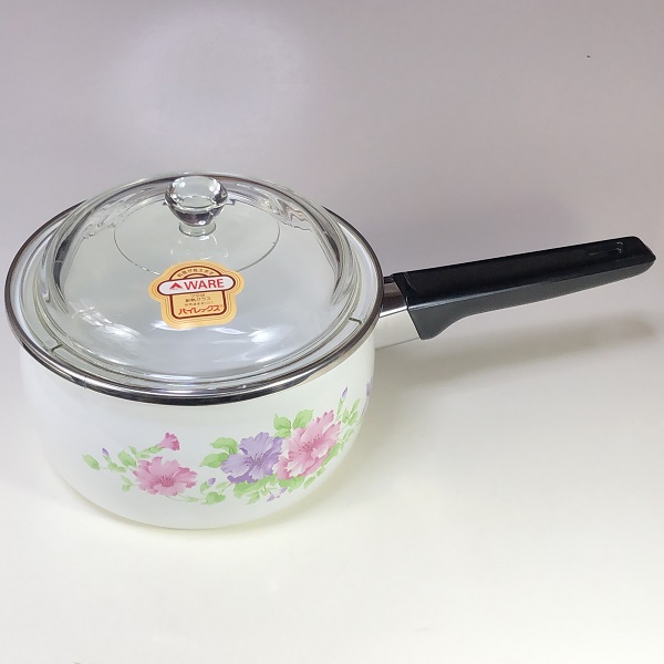 ホーロー片手鍋花柄パイレックス16cm1.7L