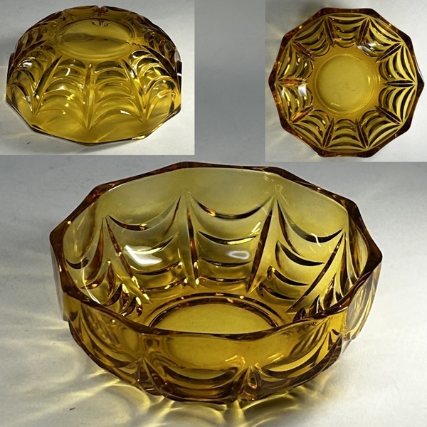 ソガグラス飴色ガラス十角小鉢R9389