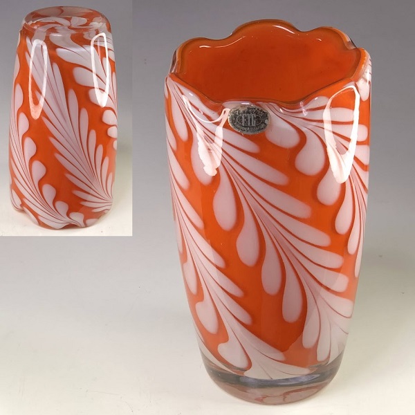 マルティグラスオレンジガラス花瓶