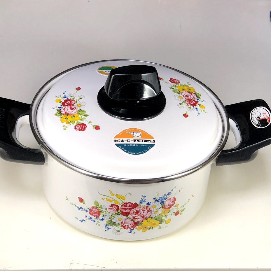 象印エナトップホーロー両手鍋花柄18cm2.2L R7543