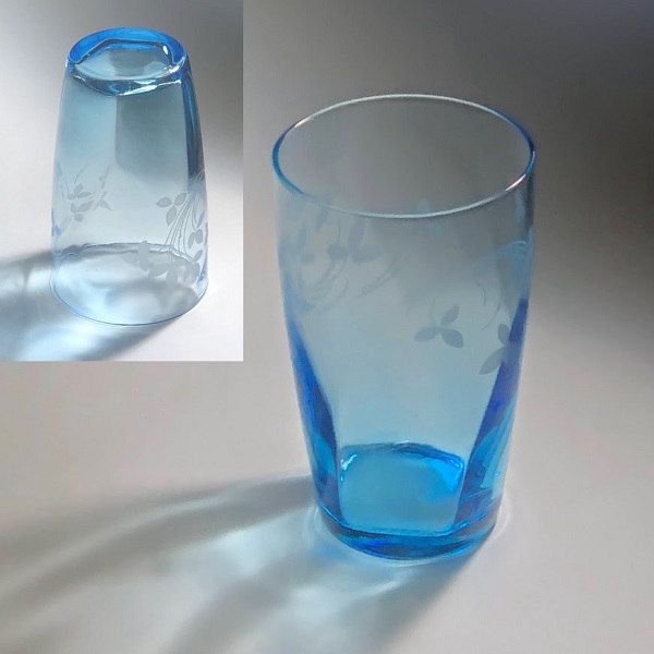 アデリア青ガラスコップR1228