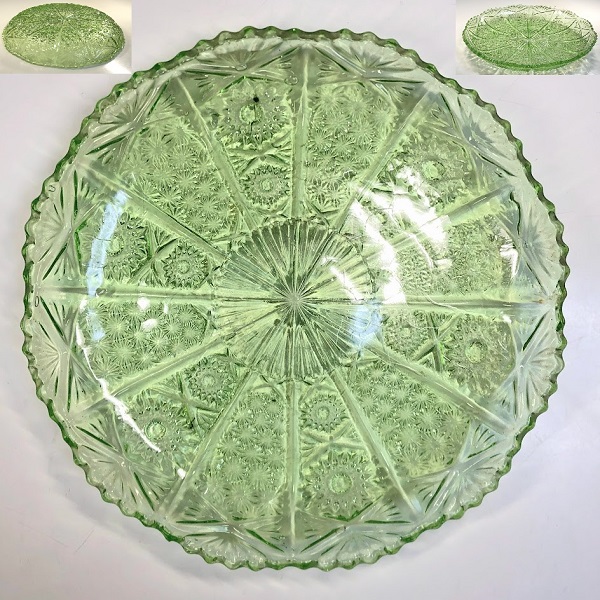緑ガラスプレス皿25cmプレート