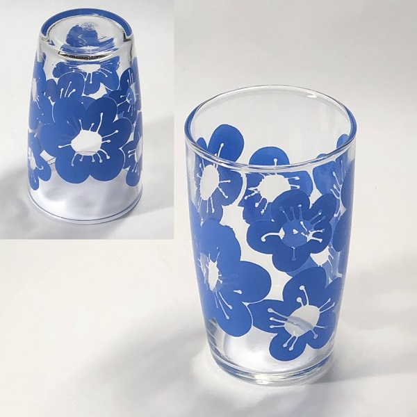 佐々木グラスガラスコップ花柄青R603