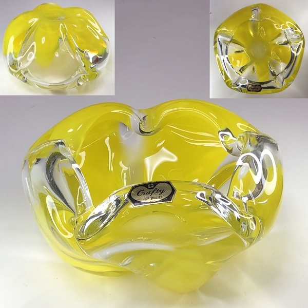 ガラス黄色灰皿R7796