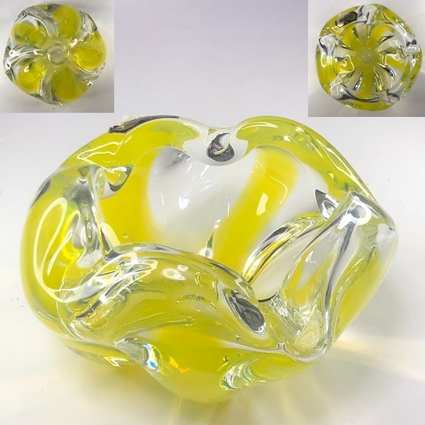 ガラス黄色灰皿R7806