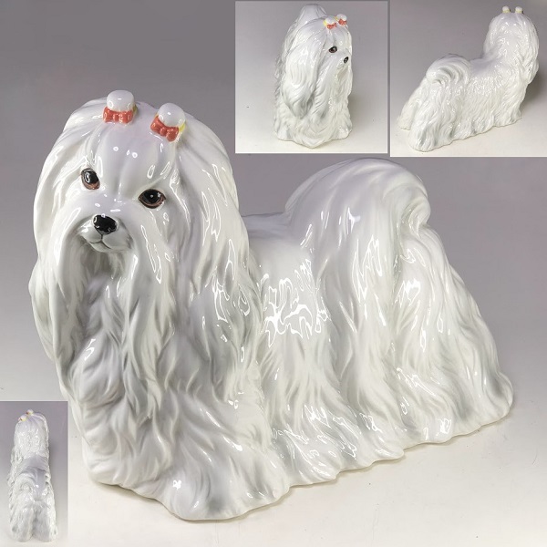 マルチーズ陶器製犬のお置物R7850 : 昭和レトロ食器雑貨通販