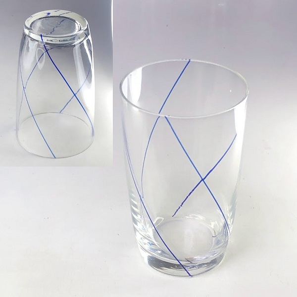 青ストライプガラスコップ