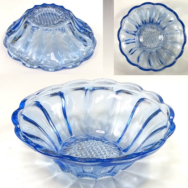 青ガラスプレス皿カキ氷小鉢R8683