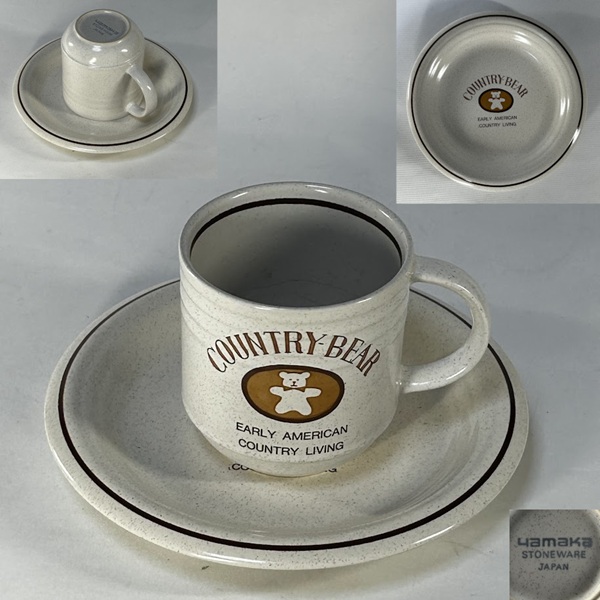 yamakaストーンウェアカントリーベアカップ＆ソーサー