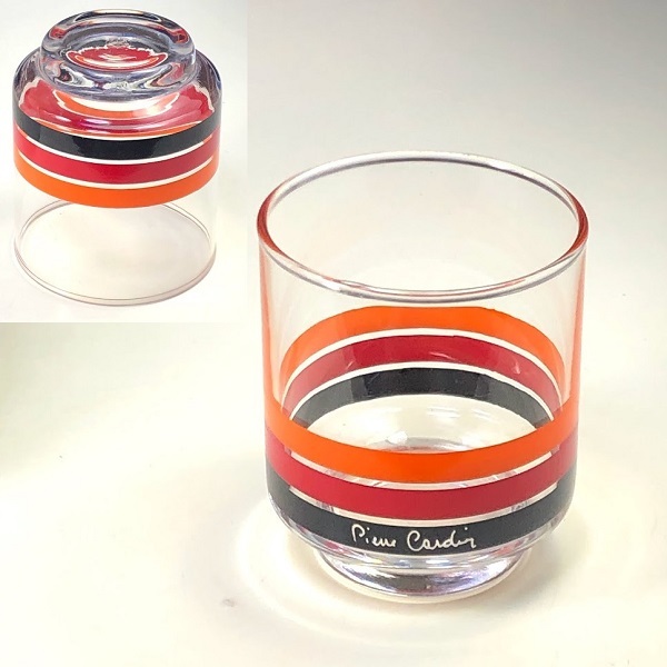 ピエールカルダンガラスコップ赤黒オレンジR7662